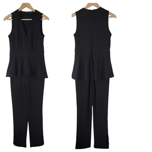 SPENSE Black Peplum Sleeveless Jumpsuit Women Sz 6 One Piece Back-Zip Evening - Picture 1 of 9